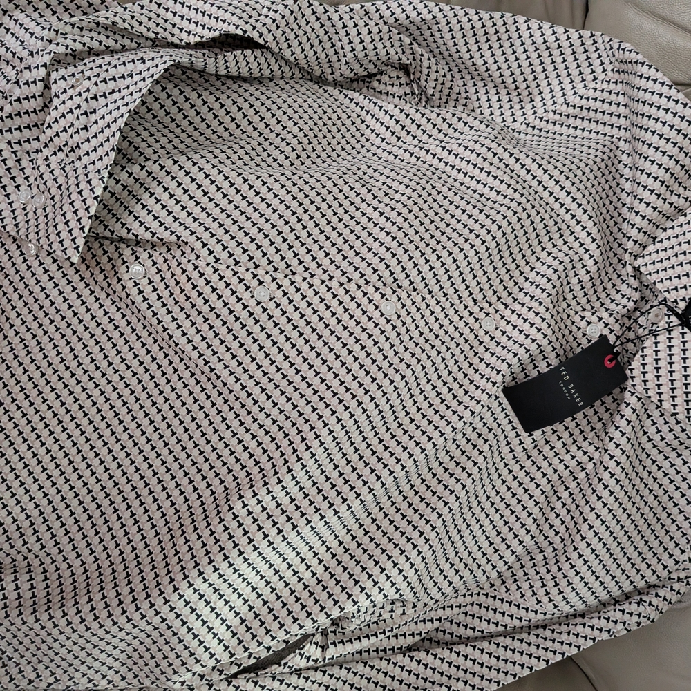 Ted Baker Monochrome Geometric Dress Shirt 2xl Brand New